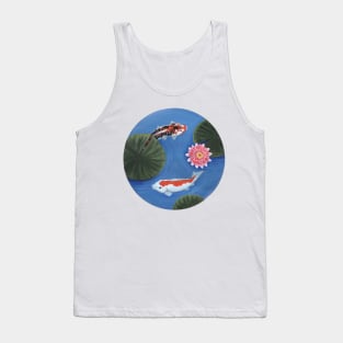 Koi Fish Swimming in Pond Tank Top